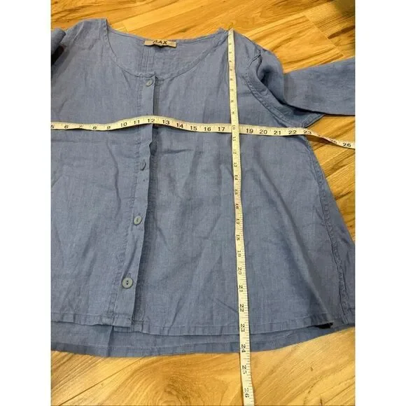 Flax NWOT linen button front blouse top boho lagenlook size Medium - Picture 5 of 7